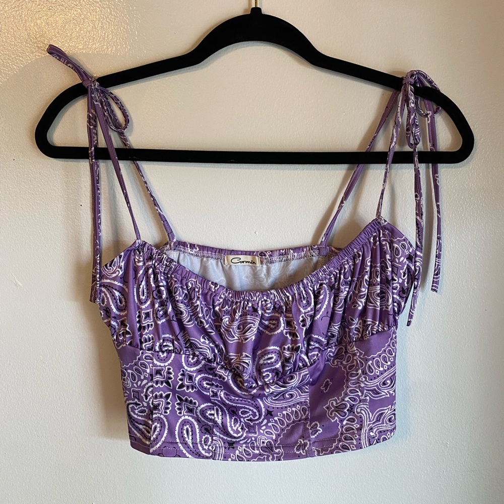 Dolls Kill Women’s Medium Purple Bandana Print Crop Top NWOT